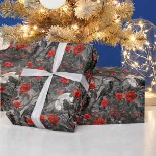 Papier Cadeau Créez vos propres roses grises rouges corbeaux lun