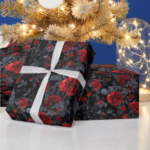 Papier Cadeau Créez vos propres roses rouges de corbeaux gothiqu