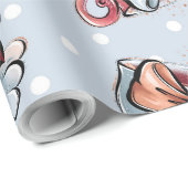 Papier Cadeau Créez vos propres tasses de thé et vaches (Coin rond)