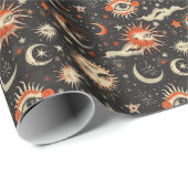 Papier Cadeau Créez vos propres yeux noirs oranges célestes (Coin rond)