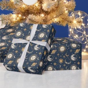 Papier Cadeau Créez votre propre céleste bleu or
