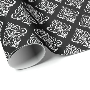 Papier Cadeau Créez votre propre damas noir et blanc personnalis