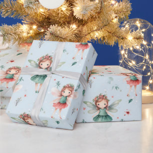 Papier Cadeau Créez Votre Propre Fée de Vacances Bleue