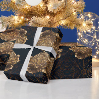 Papier Cadeau Créez Votre Propre Fleur Noir Or Personnalisée
