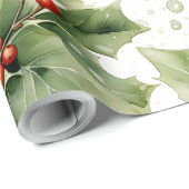 Papier Cadeau Créez Votre propre houx rouge peint (Coin rond)