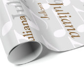 Papier Cadeau créez votre propre nom motif . notes musicales (Coin rond)