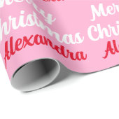 Papier Cadeau Créez votre propre nom Pink Christmas (Coin rond)