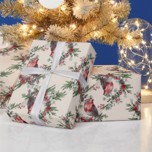 Papier Cadeau Créez votre propre oiseau de Noël rouge