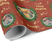 Papier Cadeau Créez votre propre photo Merry Christmas monogramm (Coin rond)