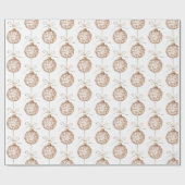 Papier Cadeau Crème Beige Arrondi Ornements Noël (Plat)