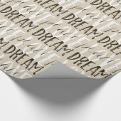 Papier Cadeau Crème Beige Noir Blanc Aimer Rêver Paix brillant (Coin)