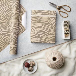 Papier Cadeau Crème Beige Zebra Print