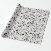 Papier Cadeau Crème Blanc Moderne Terrazzo Texture Motif (Déroulé)