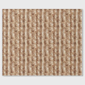 Papier Cadeau Crème Brown Faux Tissé Stripes Noël (Plat)