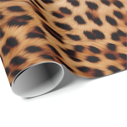 Papier Cadeau Crème Brown Léopard noir (Coin rond)