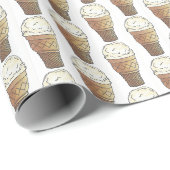 Papier Cadeau Crème de glace dure Vanille Scoop Cake Cone Desser (Coin rond)