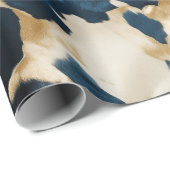 Papier Cadeau Crème d'or bleu cowhide (Coin rond)