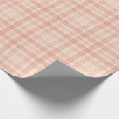 Papier Cadeau Crème Douce et Rose Carmin Écossais (Coin)