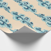 Papier Cadeau Crème et bleu chinois nuages du Nouvel An (Coin)