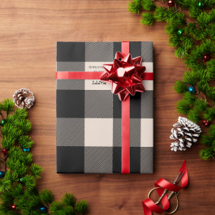 Papier Cadeau Crème et Buffle noir Plaid Holiday sur mesure