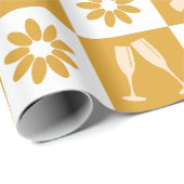 Papier Cadeau Crème et style géométrique Brown en Mariage (Coin rond)