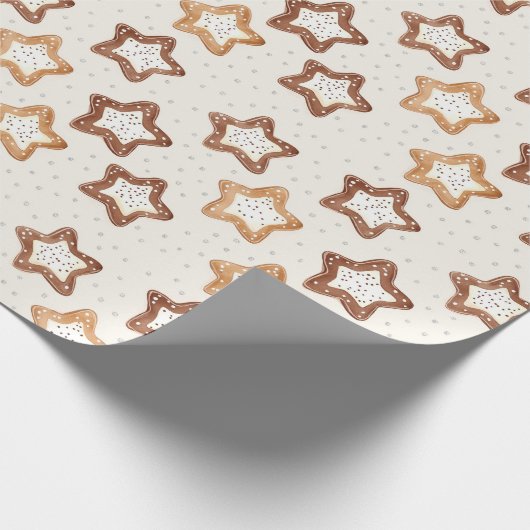 Papier Cadeau Crème Étoiles Blanches Noël (Coin)