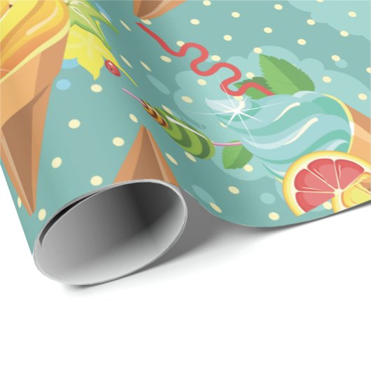 Papier Cadeau Crème glacée (Coin rond)