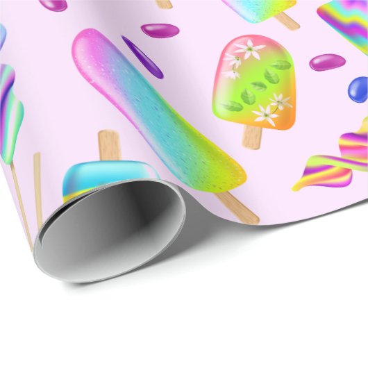 Papier Cadeau Crème glacée (Coin rond)