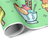 Papier Cadeau Crème glacée Candy Green (Coin rond)