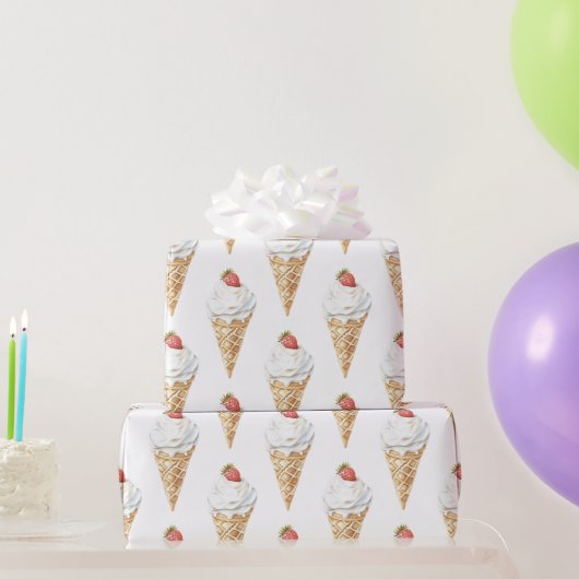 Papier Cadeau Crème glacée Cone fraise Anniversaire (Cadeaux de fête)