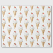 Papier Cadeau Crème glacée Cone fraise Anniversaire (Plat)