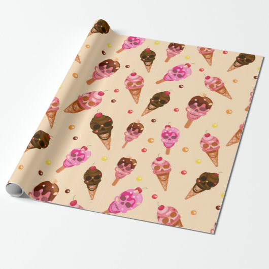 Papier Cadeau Crème glacée crâne (Déroulé)