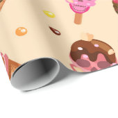 Papier Cadeau Crème glacée crâne (Coin rond)