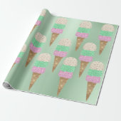 Papier Cadeau Crème glacée vert Pink Pastel Métallo été (Déroulé)