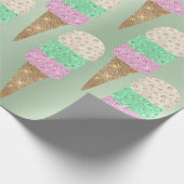 Papier Cadeau Crème glacée vert Pink Pastel Métallo été (Coin)