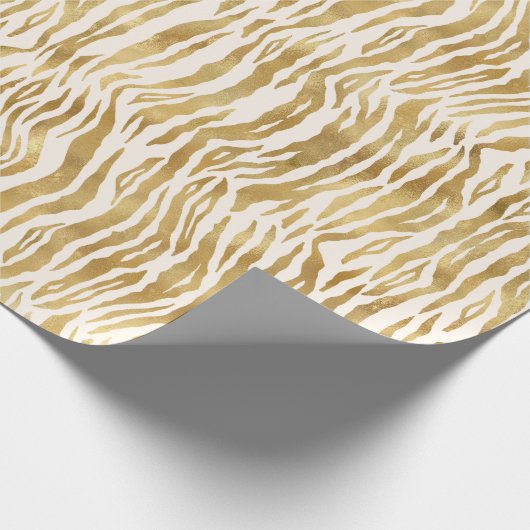 Papier Cadeau Crème Gold Zebra Print      (Coin)