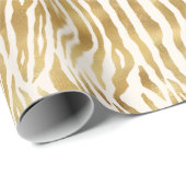 Papier Cadeau Crème Gold Zebra Print      (Coin rond)