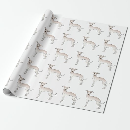 Papier Cadeau Crème Italien Greyhound Cute Cartoon Motif chien (Déroulé)
