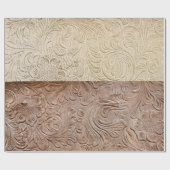 Papier Cadeau Crème moderne et cuir tan (Plat)