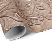 Papier Cadeau Crème moderne et cuir tan (Coin rond)