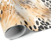 Papier Cadeau Crème noire sauvage Léopard Animal Floral (Coin rond)