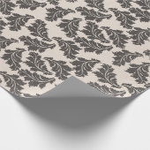 Papier Cadeau Crème noire vintage Feuilles Noël (Coin)