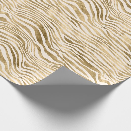 Papier Cadeau Crème or Parties scintillant brillante Zebra Print (Coin)
