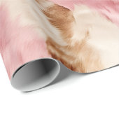 Papier Cadeau Crème rose Animal blanc (Coin rond)