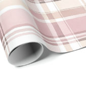 Papier Cadeau Crème Rose Blush Brown rayures Anniversaire (Coin rond)