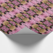 Papier Cadeau Crème rose Hydrangeas jaune rose vert floral (Coin)