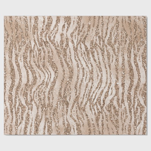 Papier Cadeau Crème Rose Parties scintillant or Zebra Print (Plat)
