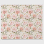 Papier Cadeau Crème Roses Roses Roses Rose Flore Fête des mariée (Plat)