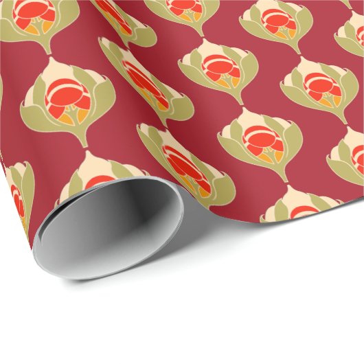 Papier Cadeau Crème rouge Bourgogne Papier d'enveloppement Art N (Coin rond)