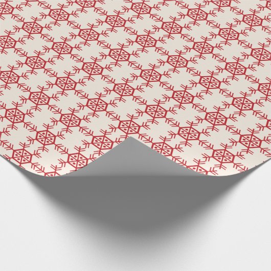 Papier Cadeau Crème rouge motif flocon de Noël (Coin)